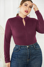 Load image into Gallery viewer, Plus Size Zip Up Long Sleeve Bodysuit