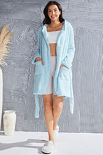 Load image into Gallery viewer, Fuzzy Tied Pocketed Hooded Lounge Nightgown