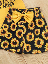 Load image into Gallery viewer, Baby Girl Slogan Graphic Top and Sunflower Print Shorts Set