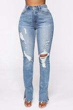 Load image into Gallery viewer, Distressed Slit Jeans