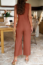 Load image into Gallery viewer, Pocketed Half Button Sleeveless Jumpsuit