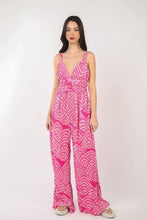 Load image into Gallery viewer, VERY J Printed Pleated Sleeveless Wide Leg Jumpsuit