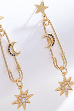 Load image into Gallery viewer, Inlaid Pearl Star and Moon Drop Earrings