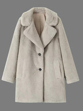 Load image into Gallery viewer, Faux Fur Button Up Lapel Neck Coat with Pocket