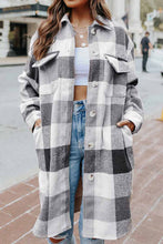 Load image into Gallery viewer, Plaid Button Up Dropped Shoulder Coat