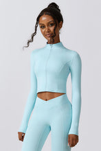 Load image into Gallery viewer, Zip Up Long Sleeve Cropped Active Top