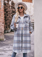 Load image into Gallery viewer, Plaid Dropped Shoulder Slit Coat