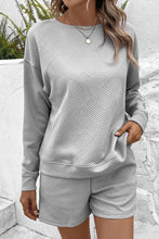 Load image into Gallery viewer, Ribbed Drop Shoulder Sweatshirt and Shorts Set