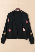 Load image into Gallery viewer, Flower Open Front Dropped Shoulder Cardigan