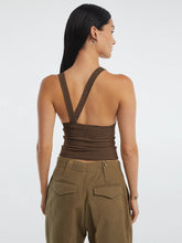 Load image into Gallery viewer, Halter Neck Ribbed Cropped Top