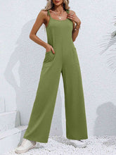 Load image into Gallery viewer, Tie-Shoulder Wide Leg Jumpsuit with Pockets