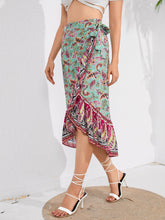 Load image into Gallery viewer, Tie Waistband Flounce Hem Midi Skirt