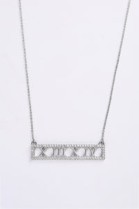 Inlaid Cubic Zirconia Bar Pendant Necklace