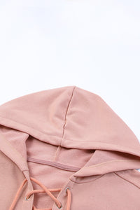 Lace-Up Dropped Shoulder Hoodie