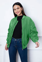 Load image into Gallery viewer, Ruched Zip Up Dropped Shoulder Jacket