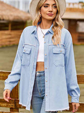 Load image into Gallery viewer, Raw Hem Denim Jacket with Pockets