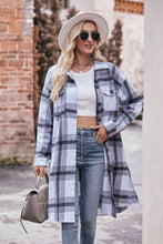 Load image into Gallery viewer, Plaid Dropped Shoulder Longline Jacket