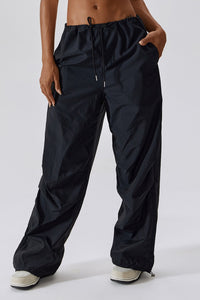 Long Loose Fit Pocketed Parachute Sports Pants