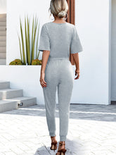 Load image into Gallery viewer, Buttoned Half Sleeve Round Neck Jumpsuit