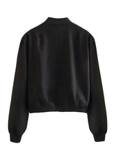 Load image into Gallery viewer, Snap Down Baseball Collar Long Sleeve Jacket