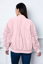 Load image into Gallery viewer, Ruched Zip Up Dropped Shoulder Jacket