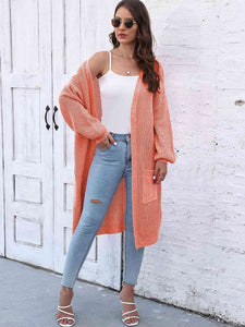 Open Front Longline Cardigan with Pockets