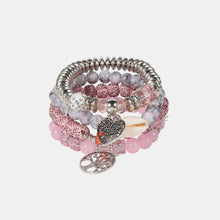 Load image into Gallery viewer, Silver-Plated Beaded Charm Bracelet