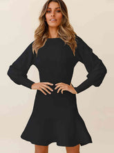 Load image into Gallery viewer, Round Neck Lantern Sleeve Sweater Dress