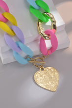 Load image into Gallery viewer, Multicolored Stainless Steel Heart Pendant Necklace