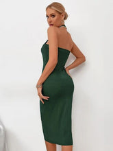 Load image into Gallery viewer, Ribbed Halter Neck Wrap Dress