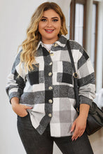 Load image into Gallery viewer, Plus Size Plaid Button Up Collared Neck Jacket