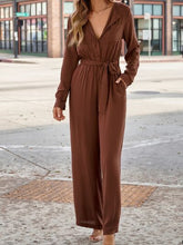 Load image into Gallery viewer, Pocketed Button Up Tie-Waist Jumpsuit