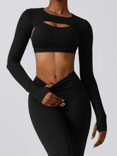 Load image into Gallery viewer, Cropped Cutout Long Sleeve Sports Top