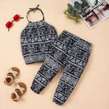 Load image into Gallery viewer, Baby Girl Printed Halter Neck Top and Pants Set