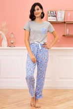 Load image into Gallery viewer, Round Neck T-Shirt and Floral Pants Lounge Set