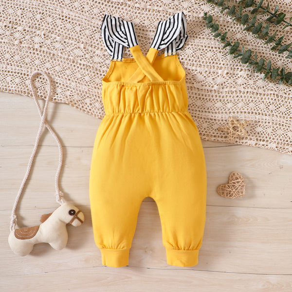 GIRLS Striped Crisscross Square Neck Jumpsuit