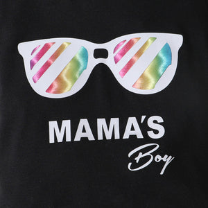 Boys MAMA'S BOY Graphic T-Shirt and Camouflage Shorts Set