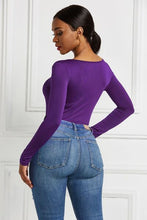 Load image into Gallery viewer, Half Zip Scoop Neck Long Sleeve Bodysuit