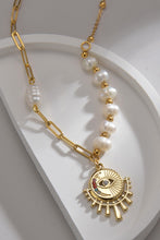 Load image into Gallery viewer, Evil Eye Pendant Pearl Stainless Steel Necklace