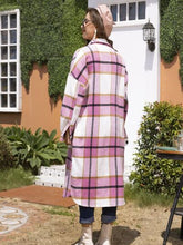 Load image into Gallery viewer, Plaid Button Up Dropped Shoulder Coat