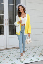 Load image into Gallery viewer, Open Front Contrast Color Balloon Sleeve Cardigan