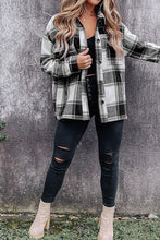 Load image into Gallery viewer, Plaid Pocketed Dropped Shoulder Coat