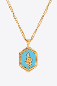 18K Gold Plated Snake Geometric Pendant Necklace