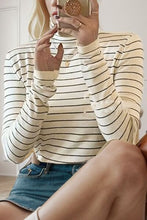 Load image into Gallery viewer, Striped Turtleneck Long Sleeve T-Shirt