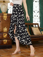 Load image into Gallery viewer, Printed Ruffled Front Slit Skirt