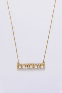 Inlaid Cubic Zirconia Bar Pendant Necklace