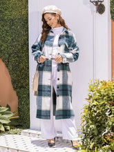 Load image into Gallery viewer, Plaid Button Up Dropped Shoulder Coat