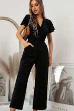 Load image into Gallery viewer, Flutter Sleeve Surplice Jumpsuit