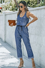 Load image into Gallery viewer, Buttoned Scoop Neck Denim Jumpsuit