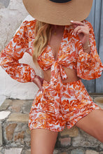 Load image into Gallery viewer, Printed Long Sleeve Cropped Top and Shorts Set